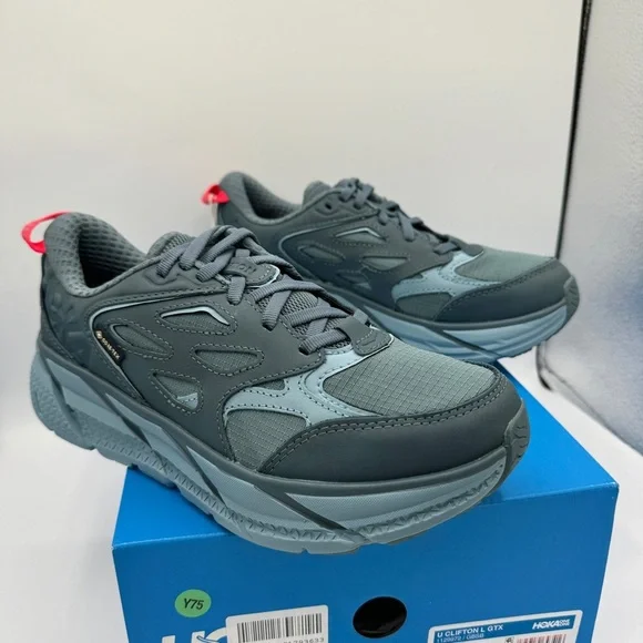 NWT Hoka Clifton Leather Gore-Tex Waterproof Unisex Goblin Stone Blue GBSB shoes